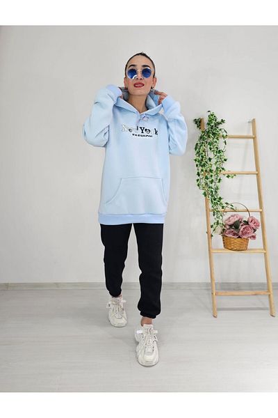 6 butik altı üstü butik Σετ αθλητικής φόρμας με κουκούλα NY 3 Thread Kangaroo Pocket