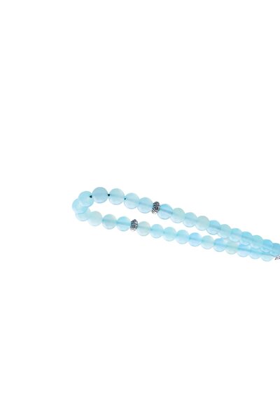 Zeynep Büyükbay Light Blue Agate Natural Stone Prayer Beads 33 Pieces