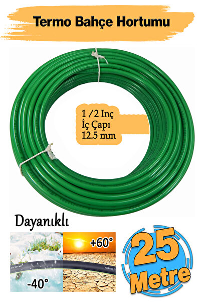 Badem10 Dayanıklı 3 Katlı Sağlam Termo Bahçe Hortumu 25 Metre Çeşme Su Sulama...