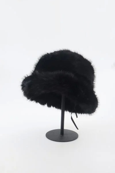TakıDolabı Black Color Plush Hat