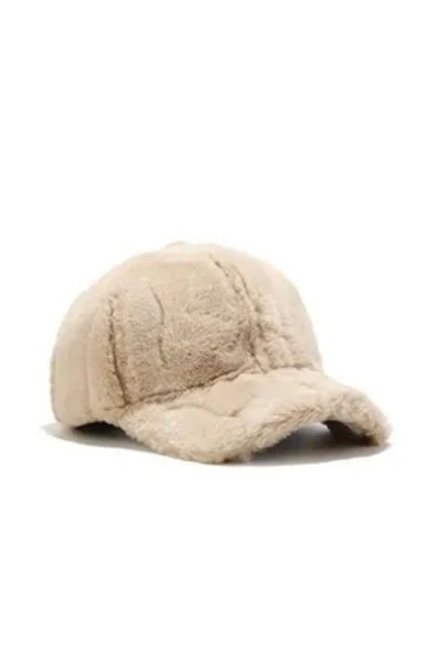 TakıDolabı Bej Renk Peluş Kasket Şapka