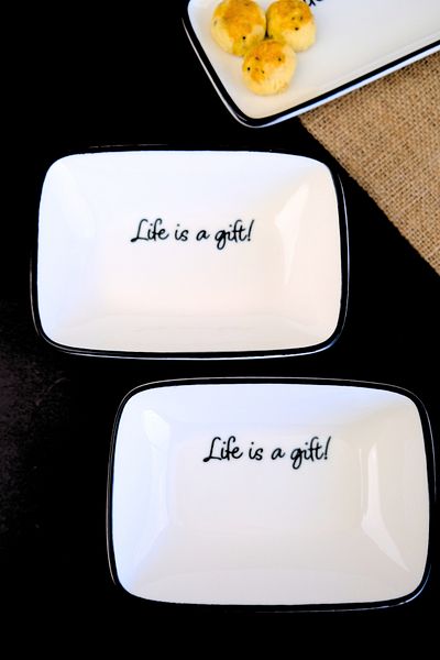 tabakevi Plate House Porcelain Motto Gift Boat Plate 2 Li 17X12X3Cm