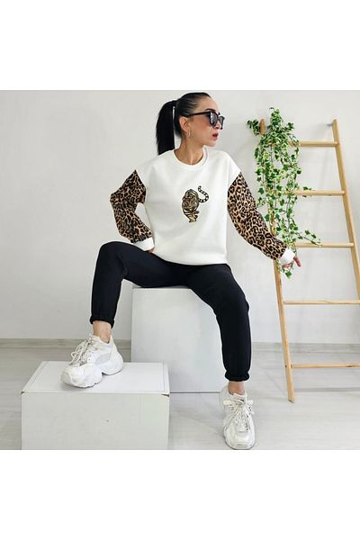 6 butik altı üstü butik Σετ αθλητικής φόρμας Tiger με κεντημένα μανίκια Leopard