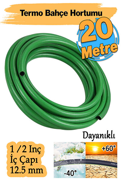 Badem10 Termo 12.5 mm 1/2" Bahçe Hortumu Sulama Yıkama Hortum 20 Metre Dayanı...