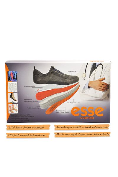 AYAKMOD Ανδρικά παπούτσια casual Esse 6280 Anthracite Orthopedic από γνήσιο δέρμα