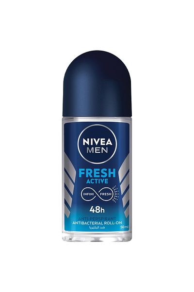 NIVEA مزيل عرق فريش أكتيف رول أون للرجال، 2 × 50 مل