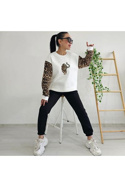 6 butik altı üstü butik Σετ αθλητικής φόρμας Tiger με κεντημένα μανίκια Leopard