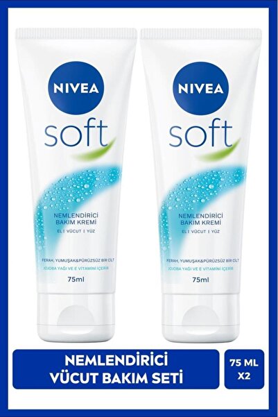 NIVEA Soft Nemlendirici Bakım Kremi 75 Ml, Jojoba Yağı, E Vitamini, El Yüz Vücut, Yumuşak Cilt Hissi