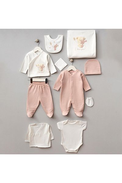 Sebi Bebe 10 Pack Hospital Outlet, Newborn Hospital Outlet, 100% Cotton-Powder