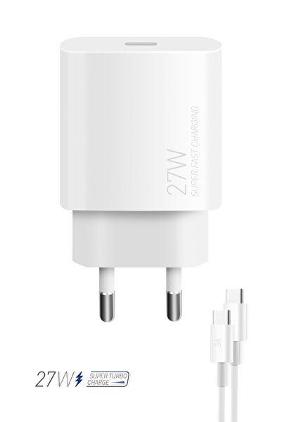 POWERWAY PD 27W Type-C QC 3.0 Süper Hızlı Şarj Aleti Seti S25S Adaptör ve Kablo