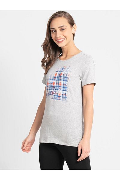 JOCKEY Athleisure-Womens BU-Graphic T Shirt 1361-0103-Lt Grey Mel