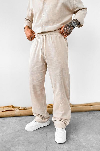 HAFKAGİYİM Stone Premium Linen Basic φαρδύ παντελόνι