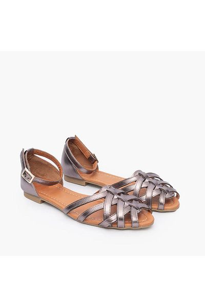 CUCA Casual Women's Sandals - Genuine Leather and Cross Detail