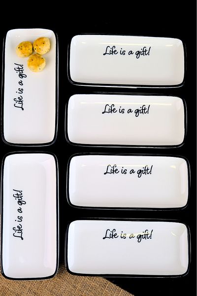 tabakevi Plate House Porcelain Motto Gift Boat Plate 6 Pieces 22X10X1Cm