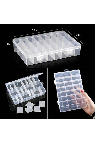 Choice 19.5x13x3.5cm Transparent Plastic Storage Jewelry Box Compartment Adjustable Container For Beads Ear