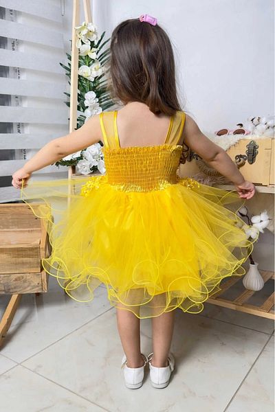 vestitino Girl's Puffy Skirt Dress with Pearl Detail