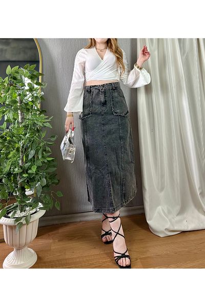 SOLİS MODA Women's Plus Size Denim Effect