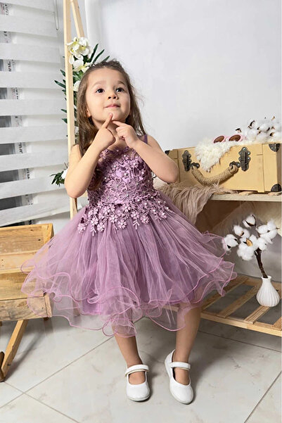 vestitino Kız Çocuk Kabarık Etekli Elbise Inci Detaylı