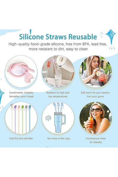 COOYA Inch Silicone Straws with Covers,Compatible with Stanley 40 oz and 30 oz Tumblers