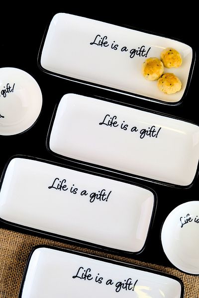 tabakevi Plate House Porcelain Motto Gift Boat Plate 4 Pieces 22X10X1Cm
