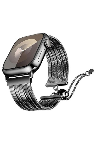 AktarMobile Apple Watch 10 42 mm Uyumlu Ayarlanabilir Zincirli Hasır Kordon P...