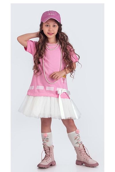 s.t. sebat tekstil Rochie din bumbac pieptănat din elastan pentru fete Sb703