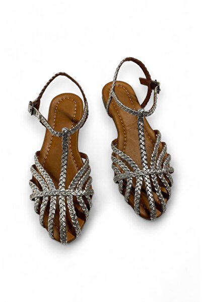 CUCA Genuine Leather Hair Braid Detailed Daily Women's Sandals