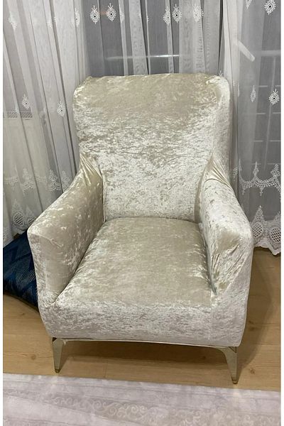 intil Armchair Seat Cover Lycra Fabric, Square Pattern, Single Sofa Cover