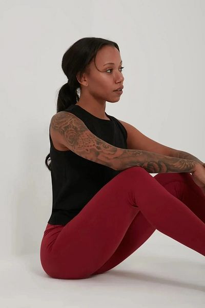 QUHOX Women's Black Knot Detailed Athlete Tank Top