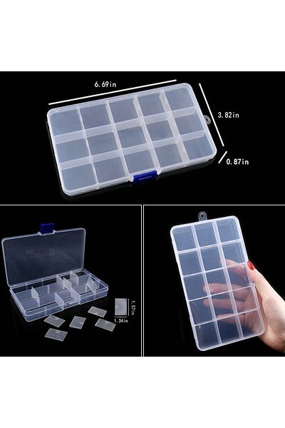 Choice 17x9.7x2.2cm Transparent Plastic Storage Jewelry Box Compartment Adjustable Container For Beads Earr