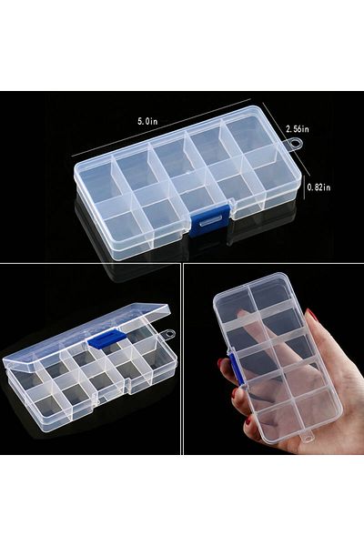 Choice 13.3x6.3x2.2cm Transparent Plastic Storage Jewelry Box Compartment Adjustable Container For Beads Ea