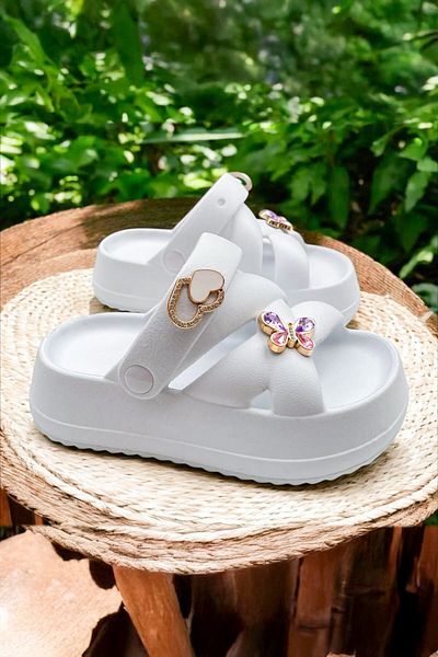 Melek Tuna Girl's Stone Sandal Slippers, Extra Light and Comfortable Children's Sandal Slippers