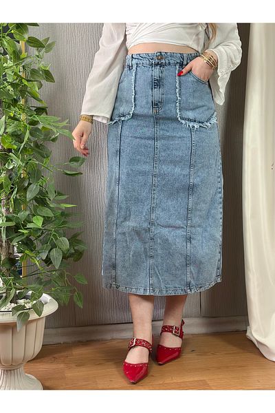 SOLİS MODA Women's Plus Size Denim Effect