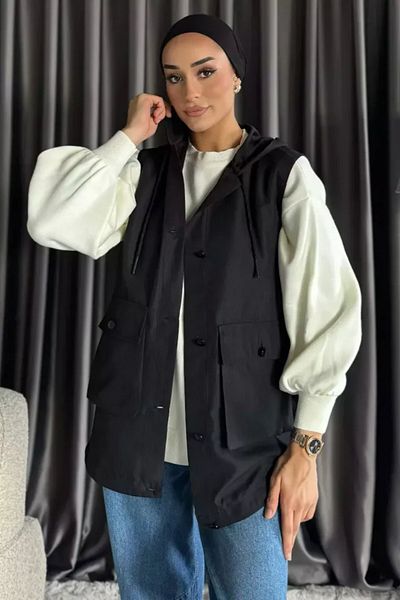 İKLİM LİFE Hooded Button Detailed Vest