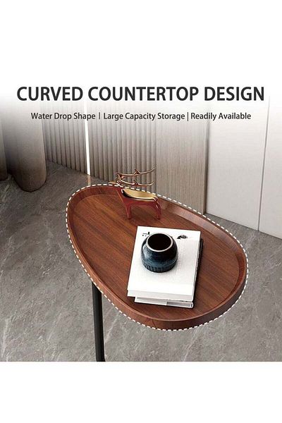 COOYA C-shaped sofa side table, stable and durable, curved tabletop, easy to clean and assemble, white