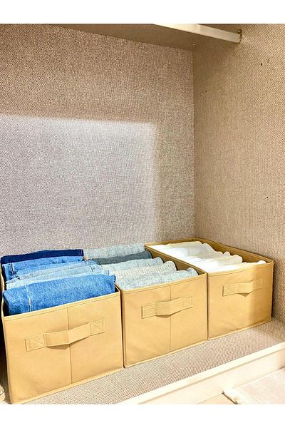 harev home collection Closet Organizer, Wardrobe Organizer, Foldable Clothing Storage Box Organizer Beige
