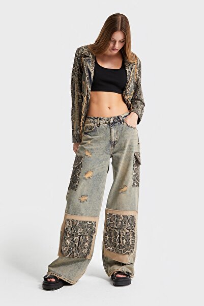 it's basic Leopard Patterned Jeans Color Loose Cut Denim - Women