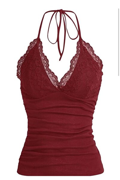 Peripeti بلوزة بأشرطة رفيعة ومفصلة من الدانتيل