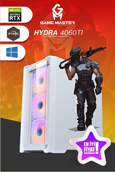 GM Game Master Hydra 4060TI Ryzen 7 5700X CPU 32GB 3200MHZ RAM 1TB M.2 SSD RTX4060TI Sıvı Soğutuculu Gamin PC
