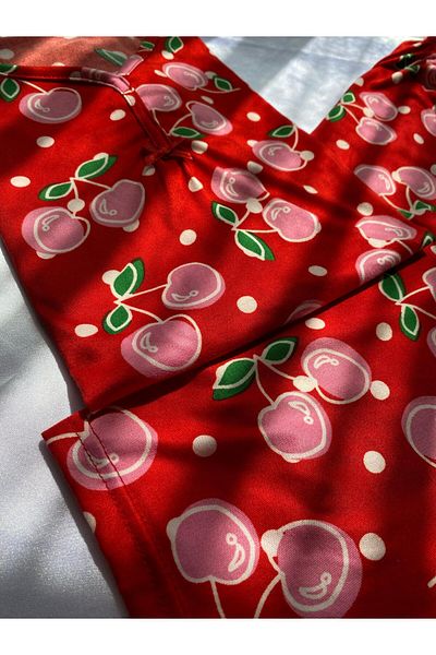 DCY DREAM Cherry Pattern Short Sleeve Pajama Set