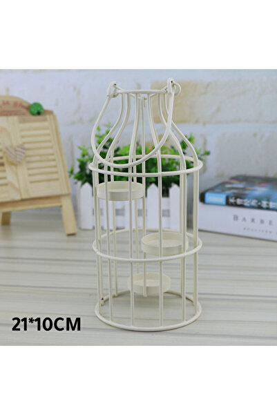 Generic حامل شموع أبيض أنيق بقاعدة معدنية لتزيين المنزل وقطع مركزية للطاولة