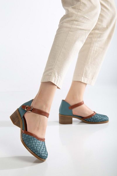 ANALİN SHOES Sanlat din piele naturală pentru femei albastră cu vârf închis