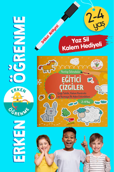Dikkat Atölyesi Yayınları Evde Etkinlik 2 Li Set Eğitici Çizgiler-Eğlenceli L...