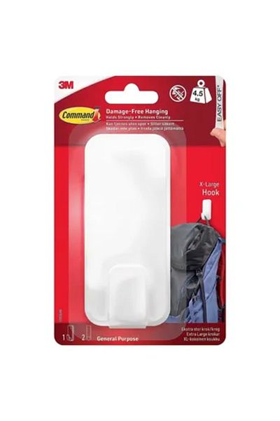 3M Command X-Large Utility Hook (Up to 4.5 kg, White)