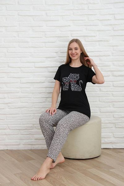 shopshop Set pijamale de vară subțire cu mânecă scurtă imprimată pentru femei