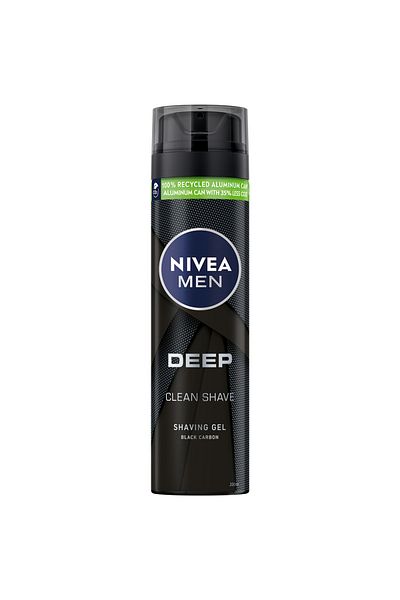 NIVEA Men Shaving Gel Deep Clean Black Carbon 200 ml Smooth Shave, 200ml Tube