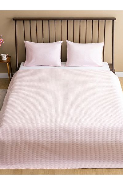 LC Waikiki Σετ Πικέ Διπλό Ροζ Μοτίβο 100% Βαμβάκι 200 x 220 cm