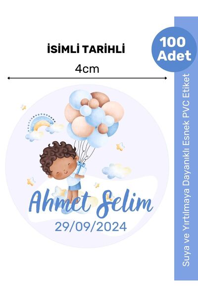 alışveriş kurdu İsimli Bebek Etiketi Sticker- Mevlüt Doğum günü Etiketi 4x4 c...