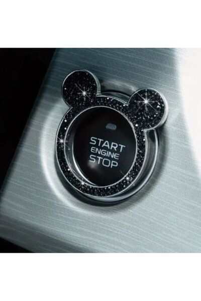 UnDePlus Tüm Araçlar için Star Stop Düğmesi Taşlı Halkası Kılıfı