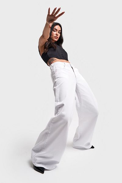 its basic Γυναικείο τζιν παντελόνι White Palazzo Fit - Loose Fit